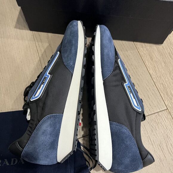 Prada Retro Trainer Sneaker Oltremare Nero Suede Leather Mens UK 9 / US 10 NEW - Picture 5 of 15